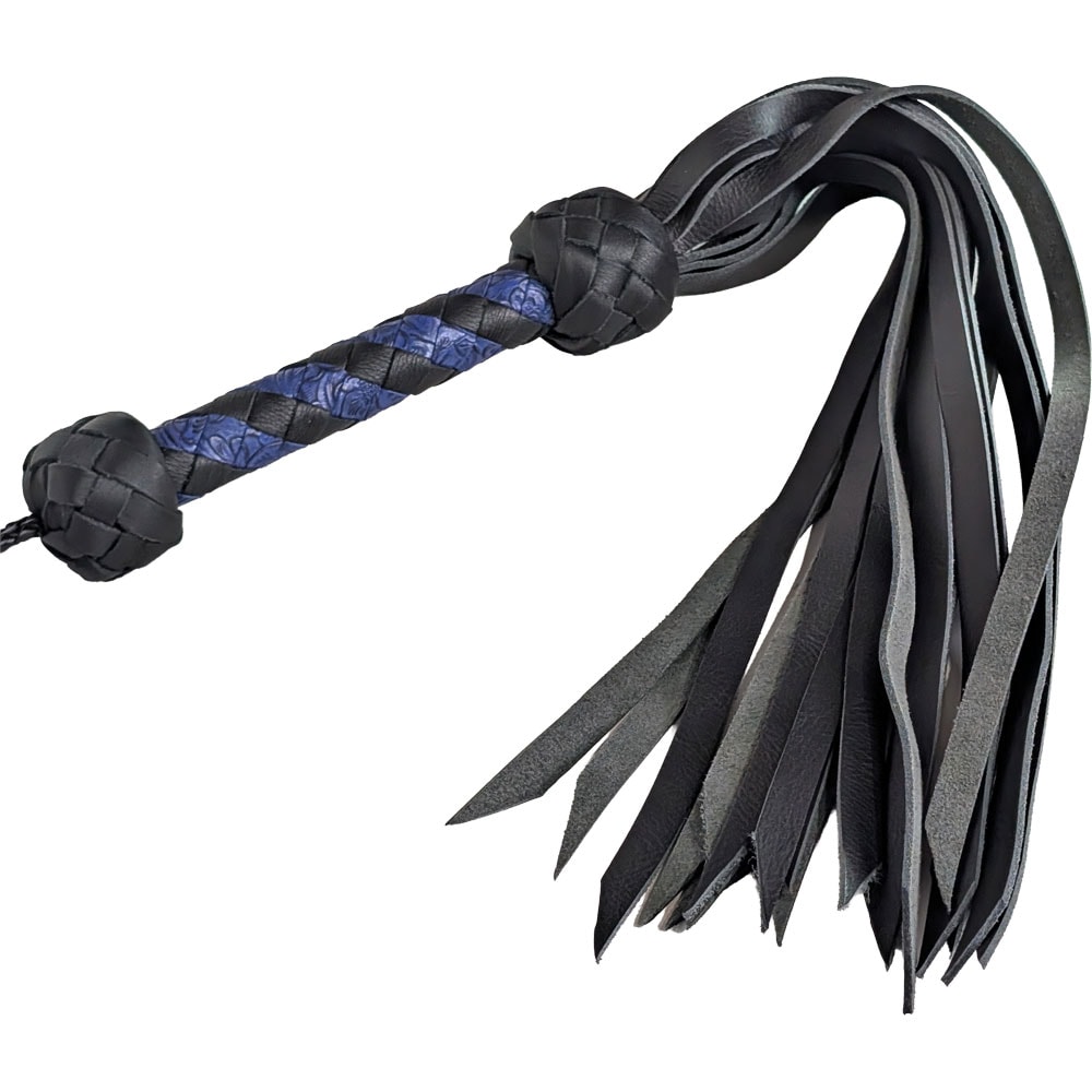 Medium Intensity Floggers 31 Black Water Buffalo Single Medium Flogger - Blue & Black Handle - 260061
